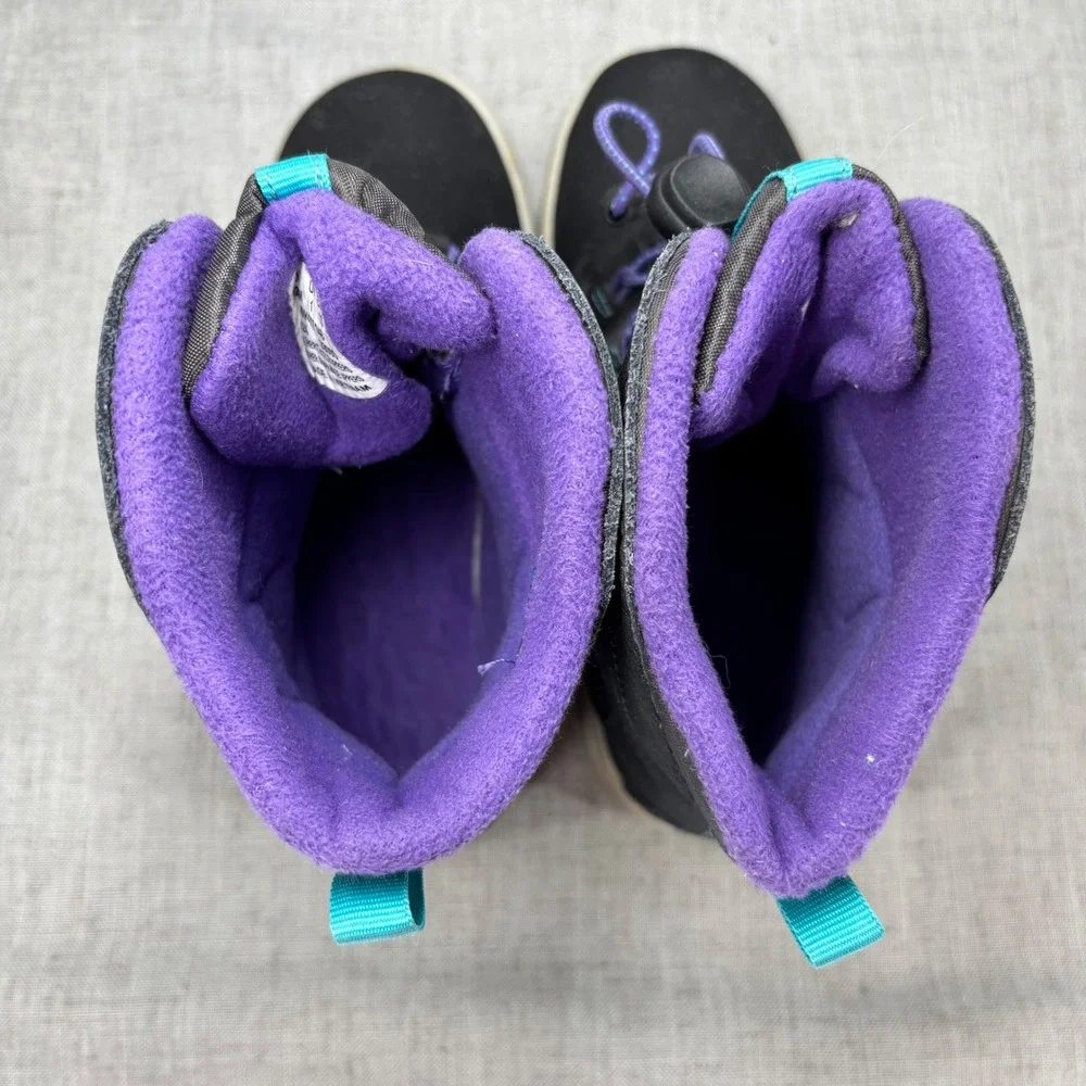 Merrell Snow Bank 4 Kids Winter Boots Black Purple Bungee Waterproof Snow Size 2